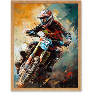 Artery8 Wall Art Print Motocross Race Driver Sport Action Shot Painting Art Framed in Light Oak Size: W12" x H16" Light Oak W12" x H16" Artery8 Wall Art Print Motocross Race Driver Sport Action Shot Painting Art Framed in Light Oak Size: W12" x H16" Light Oak W12" x H16"