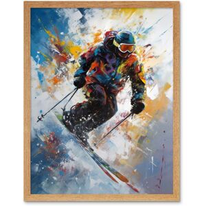 Artery8 Wall Art Print Skier Skiing Down Slope Vibrant Splat Art Painting Art Framed in Light Oak Size: W12" x H16" Light Oak W12" x H16" Artery8 Wall Art Print Skier Skiing Down Slope Vibrant Splat Art Painting Art Framed in Light Oak Size: W12" x H16" Light Oak W12" x H16"
