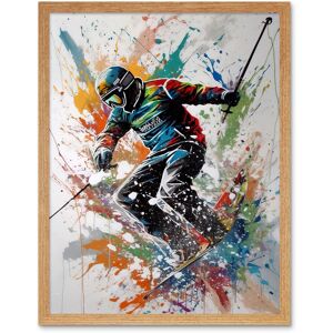 Artery8 Wall Art Print Skier Skiing Multicoloured Paint Splat Action Shot Art Framed in Light Oak Size: W12" x H16" Light Oak W12" x H16" Artery8 Wall Art Print Skier Skiing Multicoloured Paint Splat Action Shot Art Framed in Light Oak Size: W12" x H16" Light Oak W12" x H16"