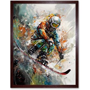 Artery8 Wall Art Print Skier Skiing Winter Sport Paint Splat Painting Art Framed in Brown Size: W12" x H16" Brown W12" x H16" Artery8 Wall Art Print Skier Skiing Winter Sport Paint Splat Painting Art Framed in Brown Size: W12" x H16" Brown W12" x H16"