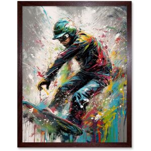 Artery8 Wall Art Print Snowboarding Extreme Sport Athlete Paint Splat Art Framed in Brown Size: W12" x H16" Brown W12" x H16" Artery8 Wall Art Print Snowboarding Extreme Sport Athlete Paint Splat Art Framed in Brown Size: W12" x H16" Brown W12" x H16"