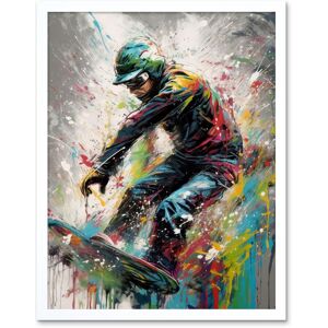 Artery8 Wall Art Print Snowboarding Extreme Sport Athlete Paint Splat Art Framed in White Size: W12" x H16" White W12" x H16" Artery8 Wall Art Print Snowboarding Extreme Sport Athlete Paint Splat Art Framed in White Size: W12" x H16" White W12" x H16"