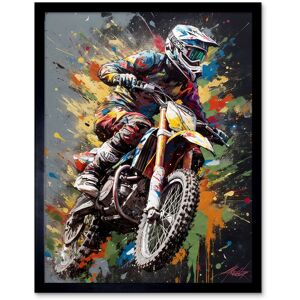 Artery8 Wall Art Print Dirt Bike Sport Splatter Paint Motocross Rider Art Framed in Black Size: W12" x H16" Black W12" x H16" Artery8 Wall Art Print Dirt Bike Sport Splatter Paint Motocross Rider Art Framed in Black Size: W12" x H16" Black W12" x H16"