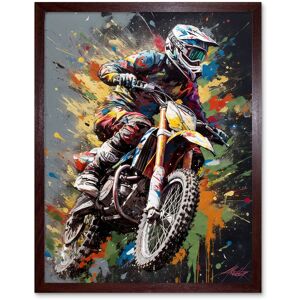 Artery8 Wall Art Print Dirt Bike Sport Splatter Paint Motocross Rider Art Framed in Brown Size: W12" x H16" Brown W12" x H16" Artery8 Wall Art Print Dirt Bike Sport Splatter Paint Motocross Rider Art Framed in Brown Size: W12" x H16" Brown W12" x H16"