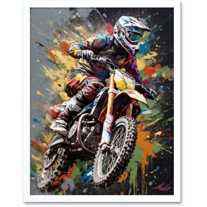 Artery8 Wall Art Print Dirt Bike Sport Splatter Paint Motocross Rider Art Framed in White Size: W12" x H16" White W12" x H16" Artery8 Wall Art Print Dirt Bike Sport Splatter Paint Motocross Rider Art Framed in White Size: W12" x H16" White W12" x H16"