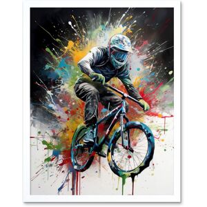 Artery8 Wall Art Print Mountain Biking Extreme Sport Paint Splat Portrait Art Framed in White Size: W12" x H16" White W12" x H16" Artery8 Wall Art Print Mountain Biking Extreme Sport Paint Splat Portrait Art Framed in White Size: W12" x H16" White W12" x H16"