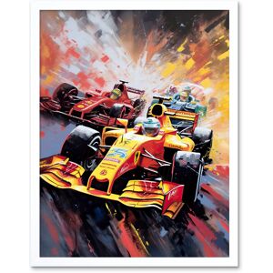Artery8 Wall Art Print Grand Prix Championship Cars Racing on Track Art Framed in White Size: W12" x H16" White W12" x H16" Artery8 Wall Art Print Grand Prix Championship Cars Racing on Track Art Framed in White Size: W12" x H16" White W12" x H16"