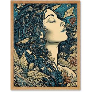 Artery8 Wall Art Print Mother Nature Modern Boho Art Nouveau Linocut Art Framed in Light Oak Size: W12" x H16" Light Oak W12" x H16" Artery8 Wall Art Print Mother Nature Modern Boho Art Nouveau Linocut Art Framed in Light Oak Size: W12" x H16" Light Oak W12" x H16"