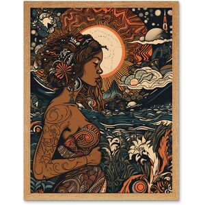 Artery8 Wall Art Print Gaia Mother Nature Modern Art Nouveau Folk Art Framed in Light Oak Size: W12" x H16" Light Oak W12" x H16" Artery8 Wall Art Print Gaia Mother Nature Modern Art Nouveau Folk Art Framed in Light Oak Size: W12" x H16" Light Oak W12" x H16"