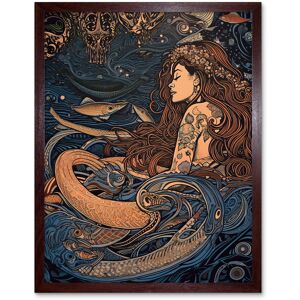 Artery8 Wall Art Print Little Mermaid & Aquatic Animals Art Framed in Brown Size: W12" x H16" Brown W12" x H16" Artery8 Wall Art Print Little Mermaid & Aquatic Animals Art Framed in Brown Size: W12" x H16" Brown W12" x H16"