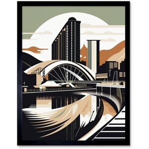 Artery8 Wall Art Print Clyde Arc Bridge Abstract Cityscape Art Framed in Black Size: W12" x H16" Black W12" x H16" Artery8 Wall Art Print Clyde Arc Bridge Abstract Cityscape Art Framed in Black Size: W12" x H16" Black W12" x H16"
