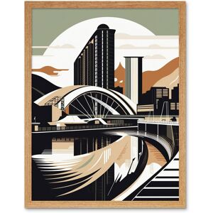 Artery8 Wall Art Print Clyde Arc Bridge Abstract Cityscape Art Framed in Light Oak Size: W12" x H16" Light Oak W12" x H16" Artery8 Wall Art Print Clyde Arc Bridge Abstract Cityscape Art Framed in Light Oak Size: W12" x H16" Light Oak W12" x H16"