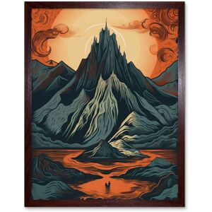 Artery8 Wall Art Print Erebor The Lonely Mountain Landscape Art Framed in Brown Size: W12" x H16" Brown W12" x H16" Artery8 Wall Art Print Erebor The Lonely Mountain Landscape Art Framed in Brown Size: W12" x H16" Brown W12" x H16"