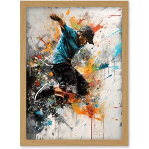 Artery8 Parkour Jump Urban Sport Paint Splat Action Shot Artwork Framed Wall Art Print A4 in Light Oak Light Oak Artery8 Parkour Jump Urban Sport Paint Splat Action Shot Artwork Framed Wall Art Print A4 in Light Oak Light Oak