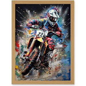 Artery8 Motocross Race Action Shot Extreme Sport Painting Artwork Framed Wall Art Print A4 in Light Oak Light Oak Artery8 Motocross Race Action Shot Extreme Sport Painting Artwork Framed Wall Art Print A4 in Light Oak Light Oak
