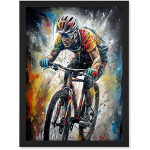 Artery8 Bike Rider Racing Paint Splat Sport Bicycle Race Artwork Framed Wall Art Print A4 in Black Black Artery8 Bike Rider Racing Paint Splat Sport Bicycle Race Artwork Framed Wall Art Print A4 in Black Black