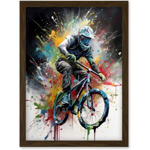 Artery8 Mountain Biking Extreme Sport Paint Splat Portrait Artwork Framed Wall Art Print A4 in Brown Brown Artery8 Mountain Biking Extreme Sport Paint Splat Portrait Artwork Framed Wall Art Print A4 in Brown Brown