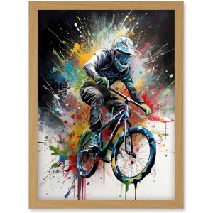 Artery8 Mountain Biking Extreme Sport Paint Splat Portrait Artwork Framed Wall Art Print A4 in Light Oak Light Oak Artery8 Mountain Biking Extreme Sport Paint Splat Portrait Artwork Framed Wall Art Print A4 in Light Oak Light Oak