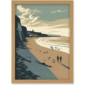 Artery8 - People Walking on Filey Beach - Framed Wall Art Artery8 - People Walking on Filey Beach - Framed Wall Art