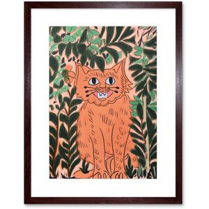 Artery8 Wall Art Print Ginger Orange Tabby Cat in Plants Modern Folk Artwork Framed 9X7 Inch in Brown Size: W7" x H9" Brown W7" x H9" Artery8 Wall Art Print Ginger Orange Tabby Cat in Plants Modern Folk Artwork Framed 9X7 Inch in Brown Size: W7" x H9" Brown W7" x H9"