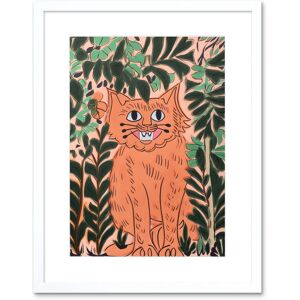 Artery8 Wall Art Print Ginger Orange Tabby Cat in Plants Modern Folk Artwork Framed 9X7 Inch in White Size: W7" x H9" White W7" x H9" Artery8 Wall Art Print Ginger Orange Tabby Cat in Plants Modern Folk Artwork Framed 9X7 Inch in White Size: W7" x H9" White W7" x H9"