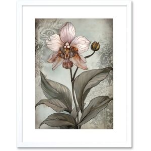 Artery8 Wall Art Print Art Nouveau Pink Orchid Bloom Flower Watercolour Artwork Framed 9X7 Inch in White Size: W7" x H9" White W7" x H9" Artery8 Wall Art Print Art Nouveau Pink Orchid Bloom Flower Watercolour Artwork Framed 9X7 Inch in White Size: W7" x H9" White W7" x H9"