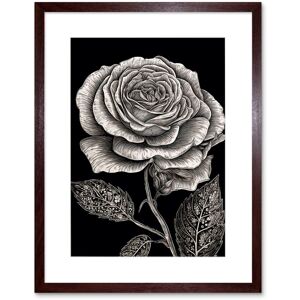 Artery8 Wall Art Print Black & White Rose Bloom with Patterned Leaves Artwork Framed 9X7 Inch in Brown Size: W7" x H9" Brown W7" x H9" Artery8 Wall Art Print Black & White Rose Bloom with Patterned Leaves Artwork Framed 9X7 Inch in Brown Size: W7" x H9" Brown W7" x H9"