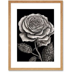Artery8 Wall Art Print Black & White Rose Bloom with Patterned Leaves Artwork Framed 9X7 Inch in Beige Size: W7" x H9" Beige W7" x H9" Artery8 Wall Art Print Black & White Rose Bloom with Patterned Leaves Artwork Framed 9X7 Inch in Beige Size: W7" x H9" Beige W7" x H9"