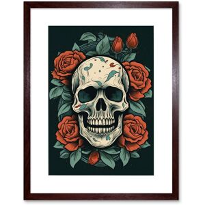 Artery8 Wall Art Print Skull Roses Old School USA Tattoo Ink Body Art Rockabilly Americana 50s Artwork Framed 9X7 Inch in Brown Size: W7" x H9" Brown W7" x H9" Artery8 Wall Art Print Skull Roses Old School USA Tattoo Ink Body Art Rockabilly Americana 50s Artwork Framed 9X7 Inch in Brown Size: W7" x H9" Brown W7" x H9"