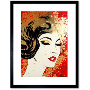 Artery8 Wall Art Print Woman Face Retro Glam Aesthetic Gold Flower Pattern Red Linocut Portrait Teen Room Artwork Framed 9X7 Inch Size: W7" x H9" Black W7" x H9" Artery8 Wall Art Print Woman Face Retro Glam Aesthetic Gold Flower Pattern Red Linocut Portrait Teen Room Artwork Framed 9X7 Inch Size: W7" x H9" Black W7" x H9"