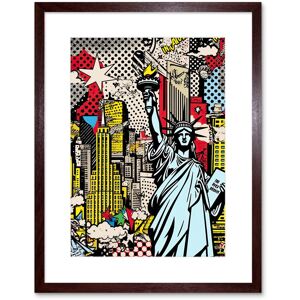 Artery8 Wall Art Print New York City Skyline Statue of Liberty Pop Art Comic Book Style American Dream Artwork Framed 9X7 Inch Size: W7" x H9" Brown W7" x H9" Artery8 Wall Art Print New York City Skyline Statue of Liberty Pop Art Comic Book Style American Dream Artwork Framed 9X7 Inch Size: W7" x H9" Brown W7" x H9"