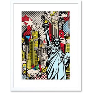 Artery8 Wall Art Print New York City Skyline Statue of Liberty Pop Art Comic Book Style American Dream Artwork Framed 9X7 Inch Size: W7" x H9" White W7" x H9" Artery8 Wall Art Print New York City Skyline Statue of Liberty Pop Art Comic Book Style American Dream Artwork Framed 9X7 Inch Size: W7" x H9" White W7" x H9"