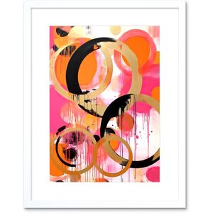 Artery8 Wall Art Print Abstract Circles Oil Painting Bright Pink Orange Gold Black Geometric Drip Paint Artwork Framed 9X7 Inch Size: W7" x H9" White W7" x H9" Artery8 Wall Art Print Abstract Circles Oil Painting Bright Pink Orange Gold Black Geometric Drip Paint Artwork Framed 9X7 Inch Size: W7" x H9" White W7" x H9"