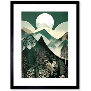 Artery8 Wall Art Print Full Moon Over Mountain Forest Linocut Mid Century Sage Green Moonlit Landscape Artwork Framed 9X7 Inch Size: W7" x H9" Black W7" x H9" Artery8 Wall Art Print Full Moon Over Mountain Forest Linocut Mid Century Sage Green Moonlit Landscape Artwork Framed 9X7 Inch Size: W7" x H9" Black W7" x H9"