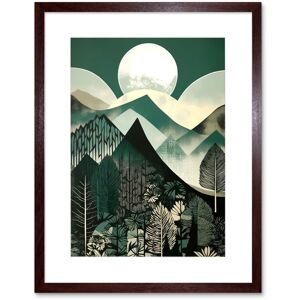 Artery8 Wall Art Print Full Moon Over Mountain Forest Linocut Mid Century Sage Green Moonlit Landscape Artwork Framed 9X7 Inch Size: W7" x H9" Brown W7" x H9" Artery8 Wall Art Print Full Moon Over Mountain Forest Linocut Mid Century Sage Green Moonlit Landscape Artwork Framed 9X7 Inch Size: W7" x H9" Brown W7" x H9"