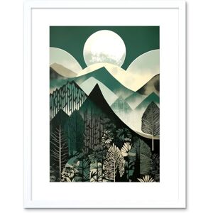 Artery8 Wall Art Print Full Moon Over Mountain Forest Linocut Mid Century Sage Green Moonlit Landscape Artwork Framed 9X7 Inch Size: W7" x H9" White W7" x H9" Artery8 Wall Art Print Full Moon Over Mountain Forest Linocut Mid Century Sage Green Moonlit Landscape Artwork Framed 9X7 Inch Size: W7" x H9" White W7" x H9"