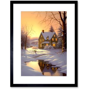 Artery8 Wall Art Print Sunrise Winter Cottage Landscape Oil Painting Snowy Countryside Snow Lake Trees Artwork Framed 9X7 Inch Size: W7" x H9" Black W7" x H9" Artery8 Wall Art Print Sunrise Winter Cottage Landscape Oil Painting Snowy Countryside Snow Lake Trees Artwork Framed 9X7 Inch Size: W7" x H9" Black W7" x H9"
