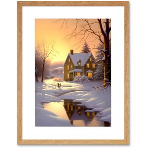 Artery8 Wall Art Print Sunrise Winter Cottage Landscape Oil Painting Snowy Countryside Snow Lake Trees Artwork Framed 9X7 Inch Size: W7" x H9" Beige W7" x H9" Artery8 Wall Art Print Sunrise Winter Cottage Landscape Oil Painting Snowy Countryside Snow Lake Trees Artwork Framed 9X7 Inch Size: W7" x H9" Beige W7" x H9"