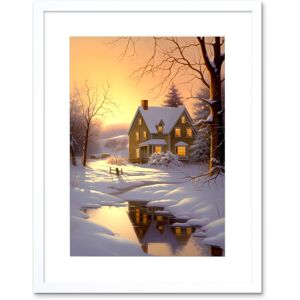 Artery8 Wall Art Print Sunrise Winter Cottage Landscape Oil Painting Snowy Countryside Snow Lake Trees Artwork Framed 9X7 Inch Size: W7" x H9" White W7" x H9" Artery8 Wall Art Print Sunrise Winter Cottage Landscape Oil Painting Snowy Countryside Snow Lake Trees Artwork Framed 9X7 Inch Size: W7" x H9" White W7" x H9"