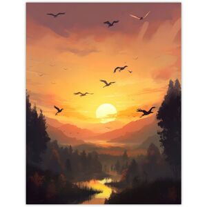 Artery8 - FlockOfCranes - Cranes - Sunset - Wall Art Artery8 - FlockOfCranes - Cranes - Sunset - Wall Art