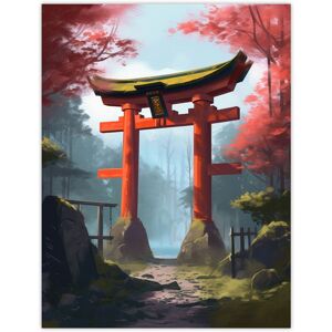 Artery8 Wall Art Print Torii Gate Leading to Shinto Shrine in Forest Painting Red Pink Green Blue Tranquil Sacred Grounds Landscape Poster Multicolor W12" x H16" Artery8 Wall Art Print Torii Gate Leading to Shinto Shrine in Forest Painting Red Pink Green Blue Tranquil Sacred Grounds Landscape Poster Multicolor W12" x H16"