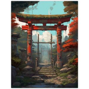 Artery8 Wall Art Print Red Torii Gate Leading to Shinto Shrine in Forest Painting Steps to Sacred Grounds Temple in Tranquil Landscape Poster Multicolor W12" x H16" Artery8 Wall Art Print Red Torii Gate Leading to Shinto Shrine in Forest Painting Steps to Sacred Grounds Temple in Tranquil Landscape Poster Multicolor W12" x H16"