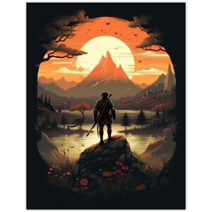 Artery8 Wall Art Print Samurai Master Looking at Sunset Horizon Dramatic Painting Black Orange Cherry Blossoms Flowers & Pine Trees in Japan Mountain Orange W12" x H16" Artery8 Wall Art Print Samurai Master Looking at Sunset Horizon Dramatic Painting Black Orange Cherry Blossoms Flowers & Pine Trees in Japan Mountain Orange W12" x H16"
