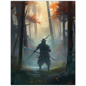 Artery8 Wall Art Print Samurai Master Practicing Martial Arts Concept Painting Orange Green Teal Blue Warrior in Foggy Autumn Bamboo Forest Landscape Grey W12" x H16" Artery8 Wall Art Print Samurai Master Practicing Martial Arts Concept Painting Orange Green Teal Blue Warrior in Foggy Autumn Bamboo Forest Landscape Grey W12" x H16"