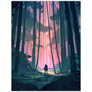 Artery8 Wall Art Print Samurai Master in Bamboo Forest at Dawn Concept Painting Pastel Colour Pink Blue Green Warrior Practicing Martial Arts in Pink W24" x H32" Artery8 Wall Art Print Samurai Master in Bamboo Forest at Dawn Concept Painting Pastel Colour Pink Blue Green Warrior Practicing Martial Arts in Pink W24" x H32"