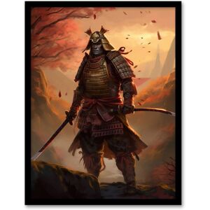 Artery8 Wall Art Print Fierce Samurai Warrior Concept Painting Warrior in O-yoroi Armour Prepared for Battle at Sunrise in Autumn Forest Landscape Orange W12" x H16" Artery8 Wall Art Print Fierce Samurai Warrior Concept Painting Warrior in O-yoroi Armour Prepared for Battle at Sunrise in Autumn Forest Landscape Orange W12" x H16"