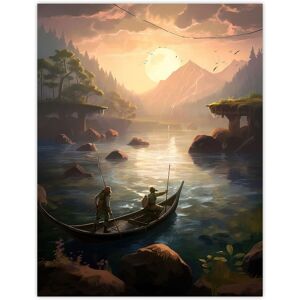 Artery8 Wall Art Print Fishermen Casting Nets from Boat Painting Bright Sunrise Fishing in Serene River Landscape Poster Size: W12" x H16" Multicolor W12" x H16" Artery8 Wall Art Print Fishermen Casting Nets from Boat Painting Bright Sunrise Fishing in Serene River Landscape Poster Size: W12" x H16" Multicolor W12" x H16"