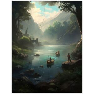 Artery8 Wall Art Print Fishermen Casting Nets from Boats Painting Men Fishing in River Serene Mountain Forest Landscape Poster Size: W12" x H16" Blue W12" x H16" Artery8 Wall Art Print Fishermen Casting Nets from Boats Painting Men Fishing in River Serene Mountain Forest Landscape Poster Size: W12" x H16" Blue W12" x H16"
