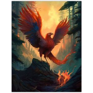 Artery8 Wall Art Print Majestic Phoenix Bird Spreading Wings Concept Painting Mythical Creature Rising From Fire Ashes in Enchanted Forest Landscape Multicolor W24" x H32" Artery8 Wall Art Print Majestic Phoenix Bird Spreading Wings Concept Painting Mythical Creature Rising From Fire Ashes in Enchanted Forest Landscape Multicolor W24" x H32"