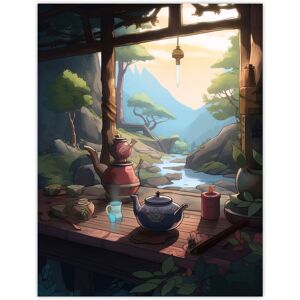 Artery8 Wall Art Print Tranquil Tea Ceremony in Nature Painting Japan Hospitality Traditional Customs at Sunrise in Forest River Landscape Poster Multicolor W18" x H24" Artery8 Wall Art Print Tranquil Tea Ceremony in Nature Painting Japan Hospitality Traditional Customs at Sunrise in Forest River Landscape Poster Multicolor W18" x H24"